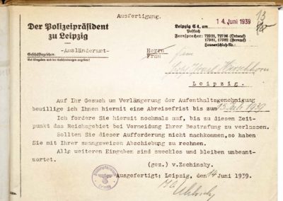 Il foglio di via rilasciato dalla polizia di Lipsia ai coniugi Hirschhorn