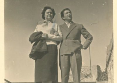 Sergio Menin e Clara neo sposi in viaggio di nozze, 1955